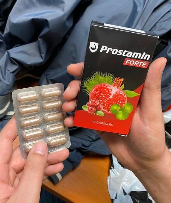 Prostamin Forte-capsules in een blisterverpakking
